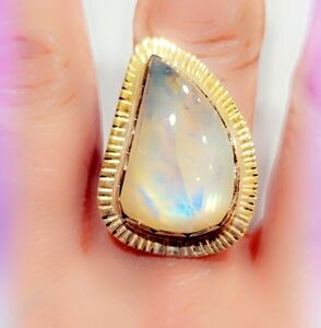 Yellow Moonstone Sterling Silver 925 Gemstone Ring